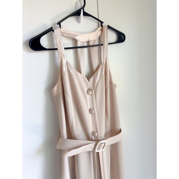 Vintage 90s Beige Nude Formal Jumpsuit Size 6 | Elegant Cocktail Evening - Picture 8 of 13